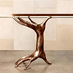 Обеденный стол с фигурным декором бронзового цвета Dichotomy racetrack варинант исполнения - 2 | Loft Concept в Барнауле