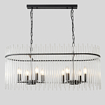 Люстра подвесная овальная со стеклянными прозрачными трубками и металлическим каркасом черного цвета Nembus варинант исполнения - 1 | Loft Concept в Барнауле