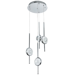 Люстра с 4-мя плафонами из хрустального шара Crystal Bubbles Chrome Hanging Lamp