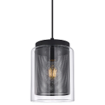 Подвесной светильник с сетчатым металлическим плафоном цилиндрической формы черный Metal Mesh варинант исполнения - 1 | Loft Concept в Барнауле