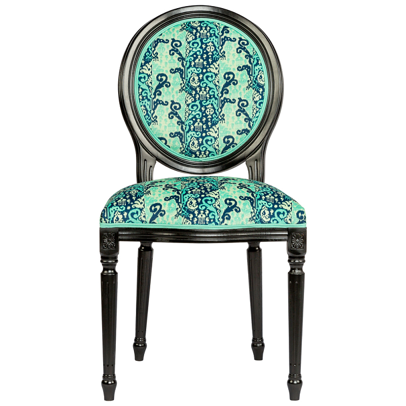 Стул из натурального бука Ikat Pattern бирюзовый Черный Бирюзовый Стул из натурального бука Ikat Pattern бирюзовый Черный Бирюзовый в Барнауле | Loft Concept