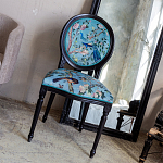 Стул из массива бука бирюзовый с изображением птиц в саду Turquoise Chinoiserie Bird Chair варинант исполнения - 5 | Loft Concept в Барнауле