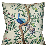 Подушка декоративная с изображением птицы в саду Beige Chinoiserie Blue Bird in the Garden Cushion варинант исполнения - 1 | Loft Concept в Барнауле