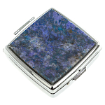 Таблетница карманная квадратная c 2-мя отделениями с зеркалом и накладкой из натурального камня Лазурит Silver Stone Pillboxes варинант исполнения - 1 | Loft Concept в Барнауле