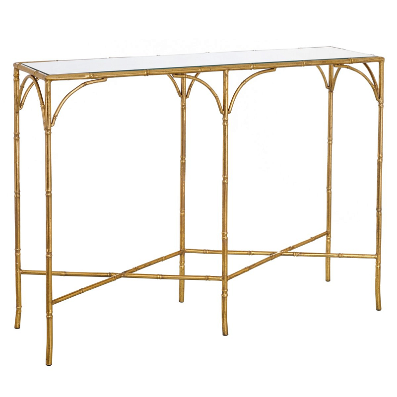 Консоль Metal Bamboo Console Золотой Прозрачное Стекло Консоль Metal Bamboo Console Золотой Прозрачное Стекло в Барнауле | Loft Concept