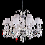 Люстра с 15-ю белыми текстильными абажурами и хрустальными подвесками Lustre Reverie варинант исполнения - 1 | Loft Concept в Барнауле