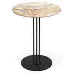 Стол журнальный круглый с бежевой столешницей из стекла Beige Marble варинант исполнения - 1 | Loft Concept в Барнауле