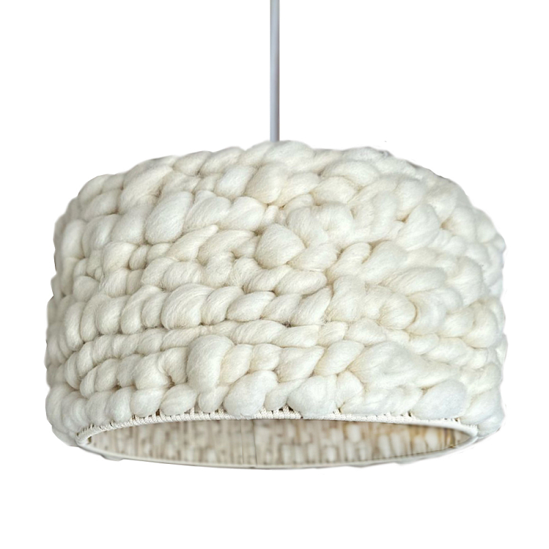Вязаный шерстяной светильник Knitted wool lamp Cylinder Молочный в Барнауле | Loft Concept 