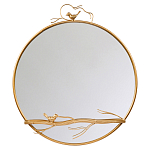 Зеркало настенное в раме золотого цвета с декором птица на ветке Mirror Portal варинант исполнения - 1 | Loft Concept в Барнауле