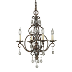 Люстра бронзового цвета с 4-мя лампами и подвесками из оптического стекла в классическом стиле Feiss варинант исполнения - 1 | Loft Concept в Барнауле