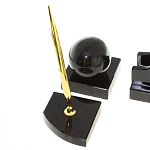 Настольный письменный набор из чёрного обсидиана с декором в виде льва Golden Lion варинант исполнения - 5 | Loft Concept в Барнауле