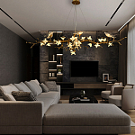 Люстра в виде золотой ветки с цветами и птичками Marvelous Garden варинант исполнения - 1 | Loft Concept в Барнауле