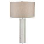 Настольная лампа мраморная с тканевым цилиндрическим абажуром Sharpened варинант исполнения - 3 | Loft Concept в Барнауле