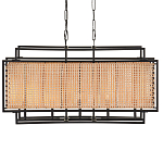 Люстра прямоугольной формы с чёрным каркасом и вставкой из плетеного материала Cage for Light варинант исполнения - 1 | Loft Concept в Барнауле