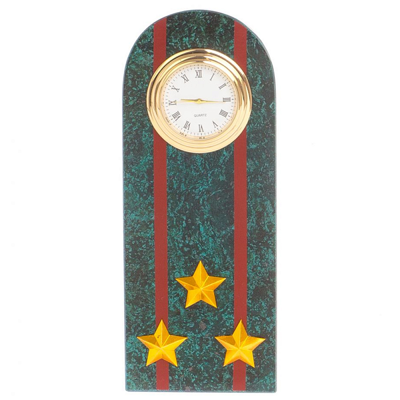 Часы подарочные погон полковник МВД из натурального камня Змеевик Military Clock Зеленый Красный Золотой Часы подарочные погон полковник МВД из натурального камня Змеевик Military Clock Зеленый Красный Золотой в Барнауле | Loft Concept