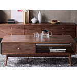 Кофейный стол из дерева с ящиком и нишей для хранения Coffee Walnut Table варинант исполнения - 1 | Loft Concept в Барнауле