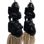 Комплект из 2-х деревянных статуэток Asmat Straw Headdress Statuettes Black варинант исполнения - 3 | Loft Concept в Барнауле