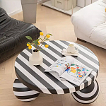 Дизайнерский журнальный стол круглый в чёрно-белую полоску Mypel варинант исполнения - 1 | Loft Concept в Барнауле