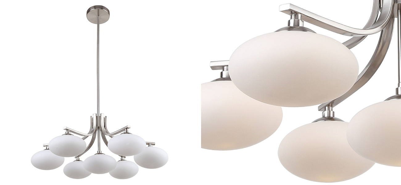 Люстра с овальными белыми плафонами Mushrooms Lamp Люстра с овальными белыми плафонами Mushrooms Lamp - Loft-Concept в Барнауле
