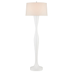 Торшер белый с тканевым абажуром на деревянном основании Graceful Silhouette варинант исполнения - 3 | Loft Concept в Барнауле