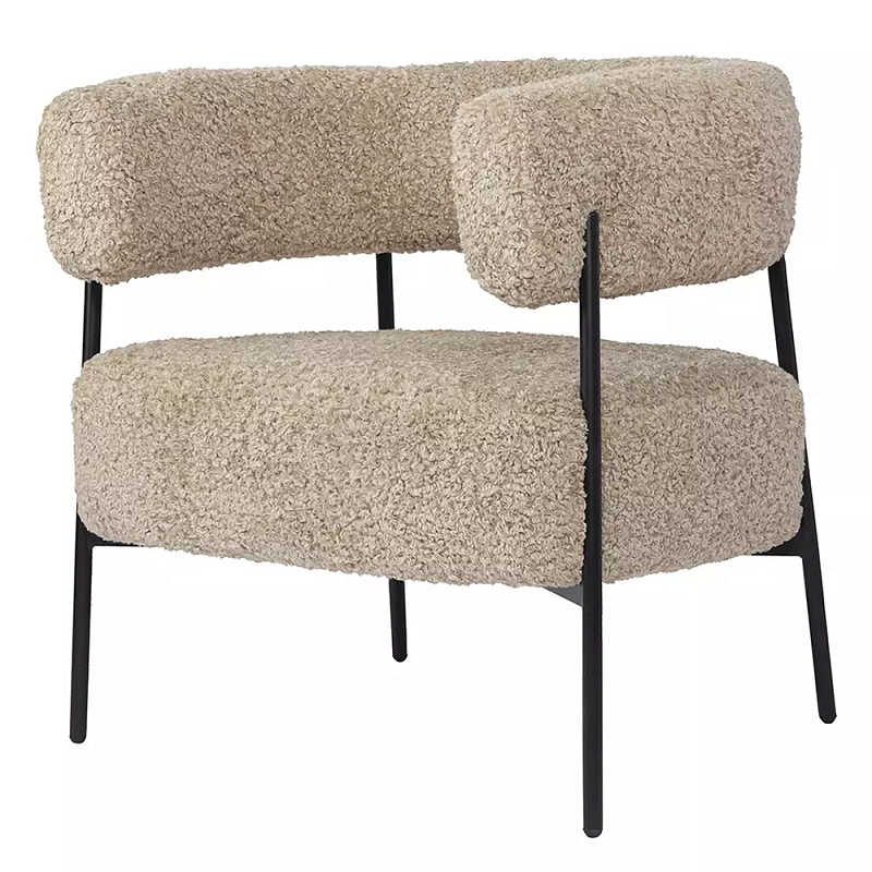 Кресло полукруглое мягкое с буклированной обивкой Armchair with Boucle Upholstery Бежевый Кресло полукруглое мягкое с буклированной обивкой Armchair with Boucle Upholstery Бежевый в Барнауле | Loft Concept