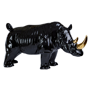 Статуэтка черный носорог с золотыми рогами Golden Horned Black Rhino