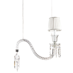 Подвесной светильник с белым текстильным абажуром и изогнутым хрустальным основанием с подвесками Lustre Reverie варинант исполнения - 1 | Loft Concept в Барнауле