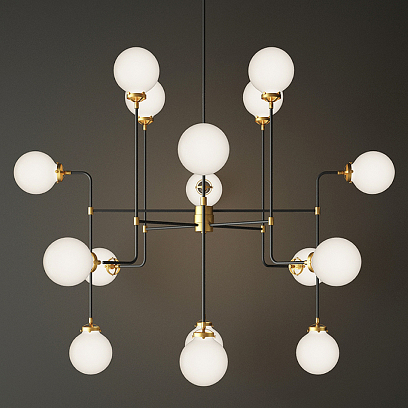 Люстра БИСТРО Globe Clear Glass Chandelier 16 Milk Черный в Барнауле | Loft Concept 