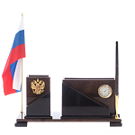 Настольный письменный набор с часами из природного камня обсидиана For the Deputy варинант исполнения - 1 | Loft Concept в Барнауле