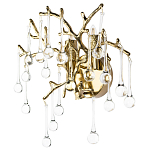 Бра в форме ветвей деревьев золотого цвета с прозрачными подвесками-каплями Droplet Bra варинант исполнения - 1 | Loft Concept в Барнауле