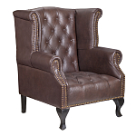 Кресло из натуральной кожи на 4-х деревянных ножках из массива бука Thomas Armchair brown варинант исполнения - 1 | Loft Concept в Барнауле