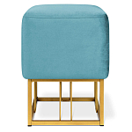 Пуф квадратный голубой велюр на золотом металлическом основании Celeste Blue варинант исполнения - 2 | Loft Concept в Барнауле