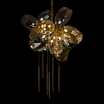 Люстра подвесная со стеклянными плафонами из дымчатого и золотистого с шестью вертикальными подвесками Gilded Mirage  варинант исполнения - 4 | Loft Concept в Барнауле