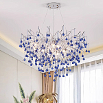 Люстра с синими стеклянными подвесками в форме капель FAIRYTREE Light варинант исполнения - 2 | Loft Concept в Барнауле