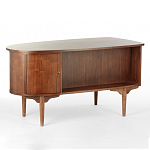 Дизайнерский письменный стол округлой формы с 4-мя ящиками и дверкой с полочками Rili варинант исполнения - 1 | Loft Concept в Барнауле