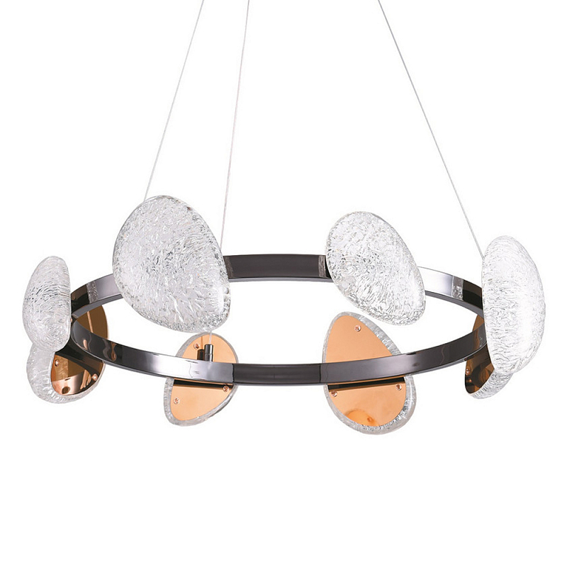 Люстра подвесная круглая с овальными плафонами Iona chandelier Черный Прозрачный Люстра подвесная круглая с овальными плафонами Iona chandelier Черный Прозрачный в Барнауле | Loft Concept