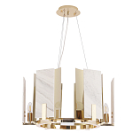 Люстра подвесная круглая с мраморными прямоугольными вставками и золотым основанием Диаметр 55 см Marble square Chandelier варинант исполнения - 2 | Loft Concept в Барнауле