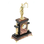 Часы настольные бронзовые из натурального камня Яшма с декором в виде Фемиды Themis Stone Clock варинант исполнения - 2 | Loft Concept в Барнауле