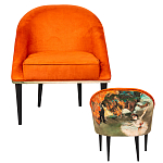 Кресло из натурального бука оранжевое с цветным принтом Impressionism in Art варинант исполнения - 2 | Loft Concept в Барнауле