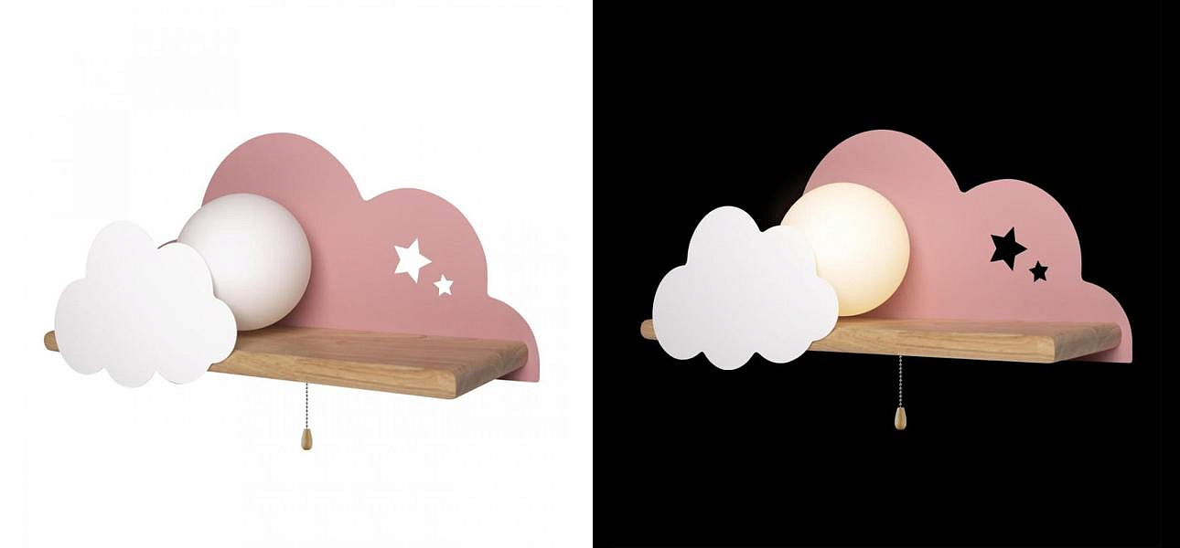 Бра с деревянной полкой розовое Облако Wall Lamp Pink Cloud Бра с деревянной полкой розовое Облако Wall Lamp Pink Cloud - Loft-Concept в Барнауле