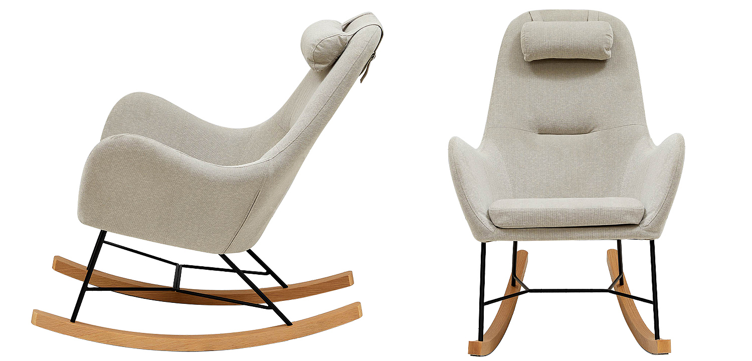 Бежевое Кресло-качалка с подушкой Rhyley Rocking Chair Бежевое Кресло-качалка с подушкой Rhyley Rocking Chair - Loft-Concept в Барнауле