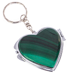 Зеркало брелок складное двухстороннее в форме сердца из натурального камня Малахит Stone Mirrors варинант исполнения - 1 | Loft Concept в Барнауле