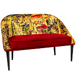 Диван двухместный из натурального бука красный с цветным принтом Impressionism in Art варинант исполнения - 3 | Loft Concept в Барнауле
