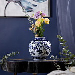 Ваза округлой формы с бело-синим цветочным орнаментом Blue & White Ornament  варинант исполнения - 2 | Loft Concept в Барнауле