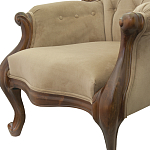 Кресло с мягкой обивкой из светло-коричневого велюра на 4-х деревянных ножках Evelyn Classical Armchair варинант исполнения - 4 | Loft Concept в Барнауле