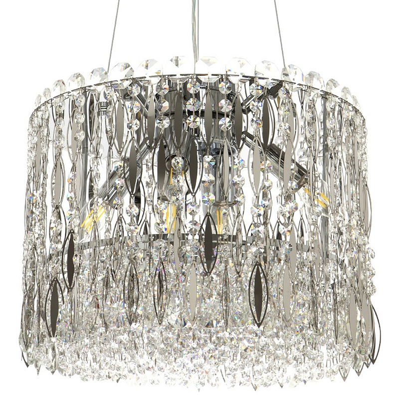 Круглая люстра с металлическими и хрустальными подвесками Bonnay Crystal Chrome Chandelier Прозрачное Стекло Хром Круглая люстра с металлическими и хрустальными подвесками Bonnay Crystal Chrome Chandelier Прозрачное Стекло Хром в Барнауле | Loft Concept