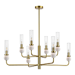 Люстра с 8-ю плафонами в форме стеклянных трубок и мраморных декоративных элементов Montreal варинант исполнения - 8 | Loft Concept в Барнауле