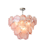 Люстра с каскадом из круглых розовых стеклянных дисков Pink Light Waterfall варинант исполнения - 3 | Loft Concept в Барнауле