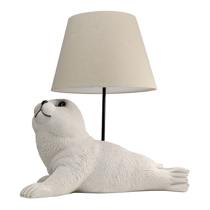 Настольная лампа в детскую Белый морской котик Бежевый Молочный в Барнауле | Loft Concept 
