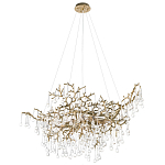 Подвесная люстра в виде ветвей деревьев золотого цвета с прозрачными подвесками-каплями 10 и 14 ламп Droplet Chandelier варинант исполнения - 3 | Loft Concept в Барнауле